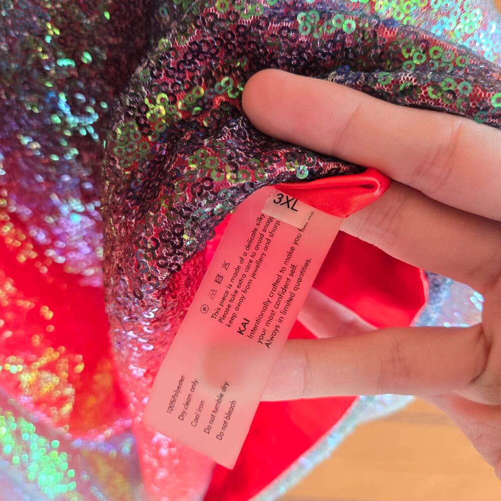 Kai Collective Cherry Glaze Mini Skirt 3XL Ombre Sequin Shimmer Metallic Bodycon - Picture 3 of 6